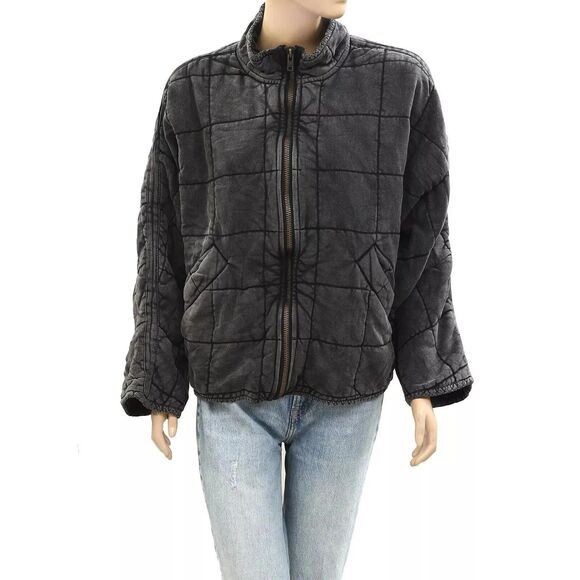 Free People Dolman Quilted Knit Jacket Top Oversized Zip-up Slouchy XS 280743